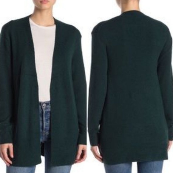 Madewell Merino Blend Walker Open Front Cardigan Green Forest Size Small - Picture 12 of 12